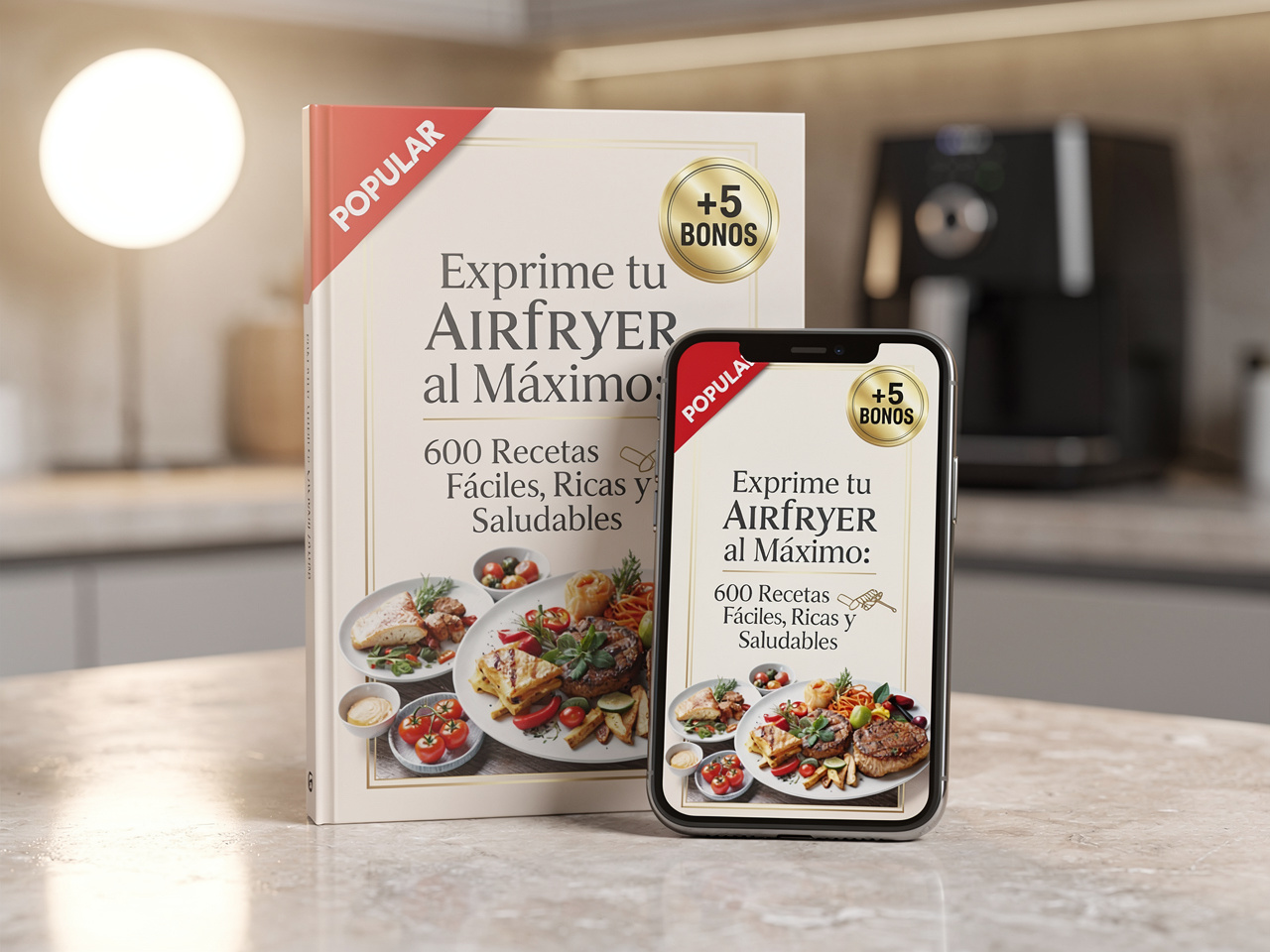 Exprime tu AirFryer al Máximo: 600 Recetas Fáciles, Ricas y Saludables + 5 Bonos